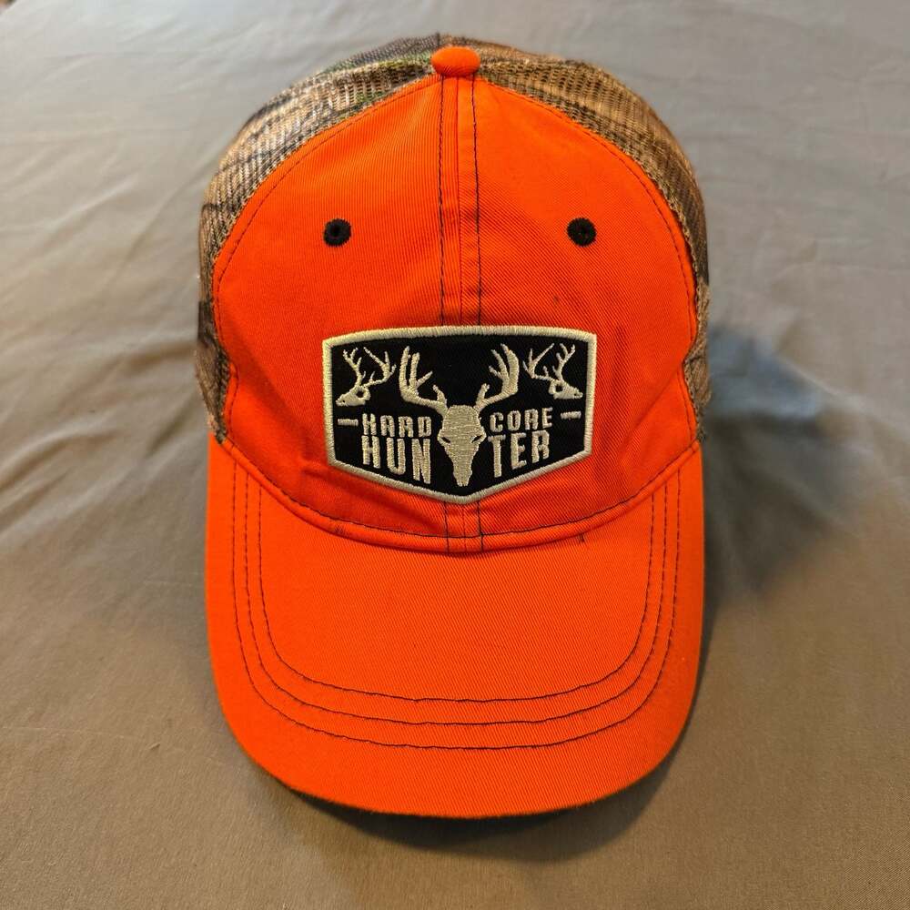 Hard Core Hunter Cap Hat Safety Blaze Orange Camo Buck Skulls